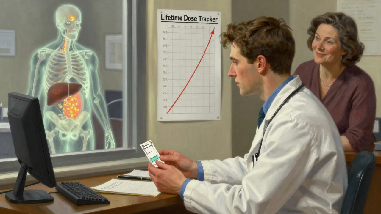 A young man holds an antibiotic prescription as his reflection reveals hidden toxins accumulating in his body.