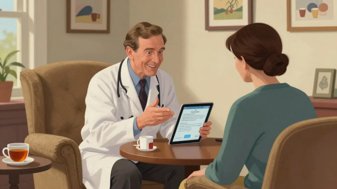 Telehealth doctor consulting with patient via tablet