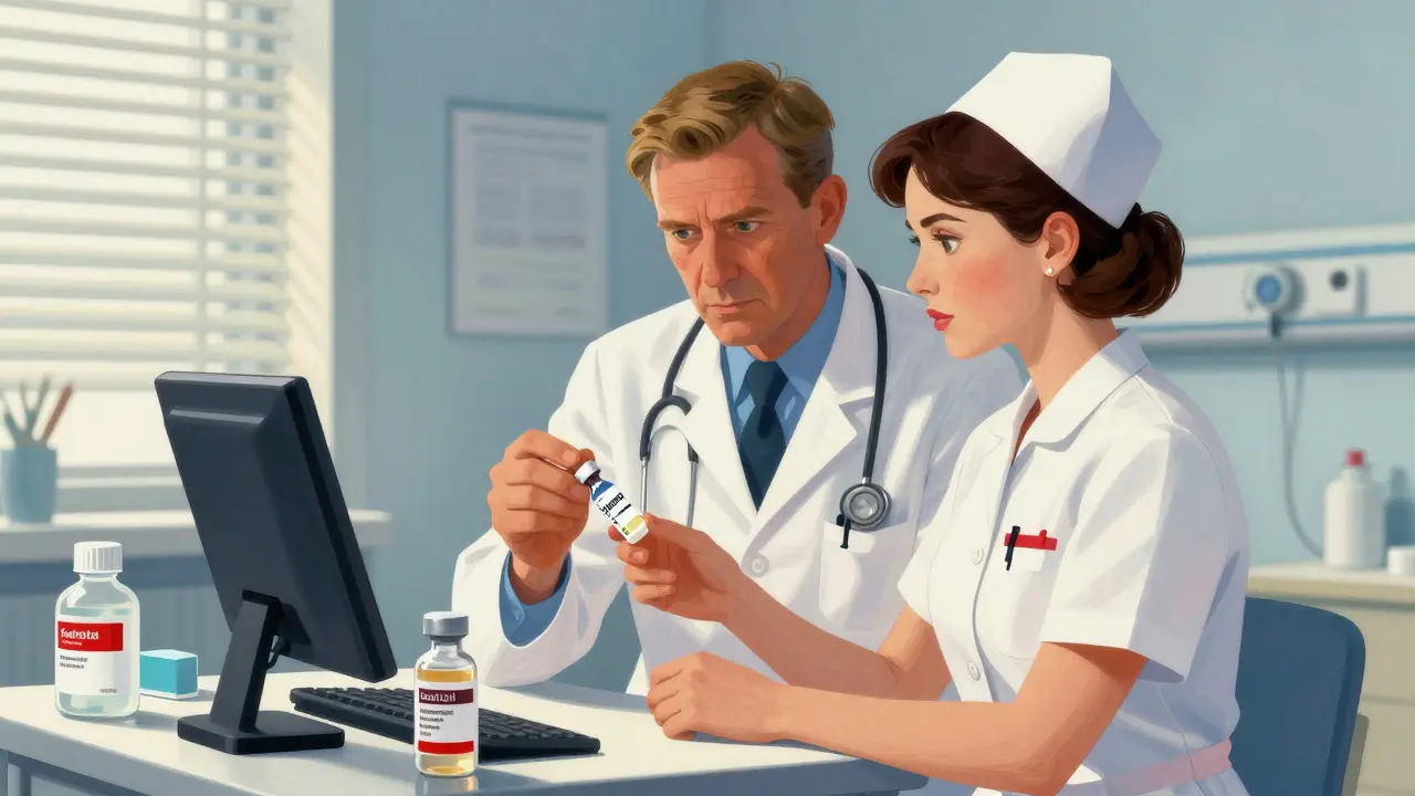Doctor and nurse jointly verifying high-alert medications together