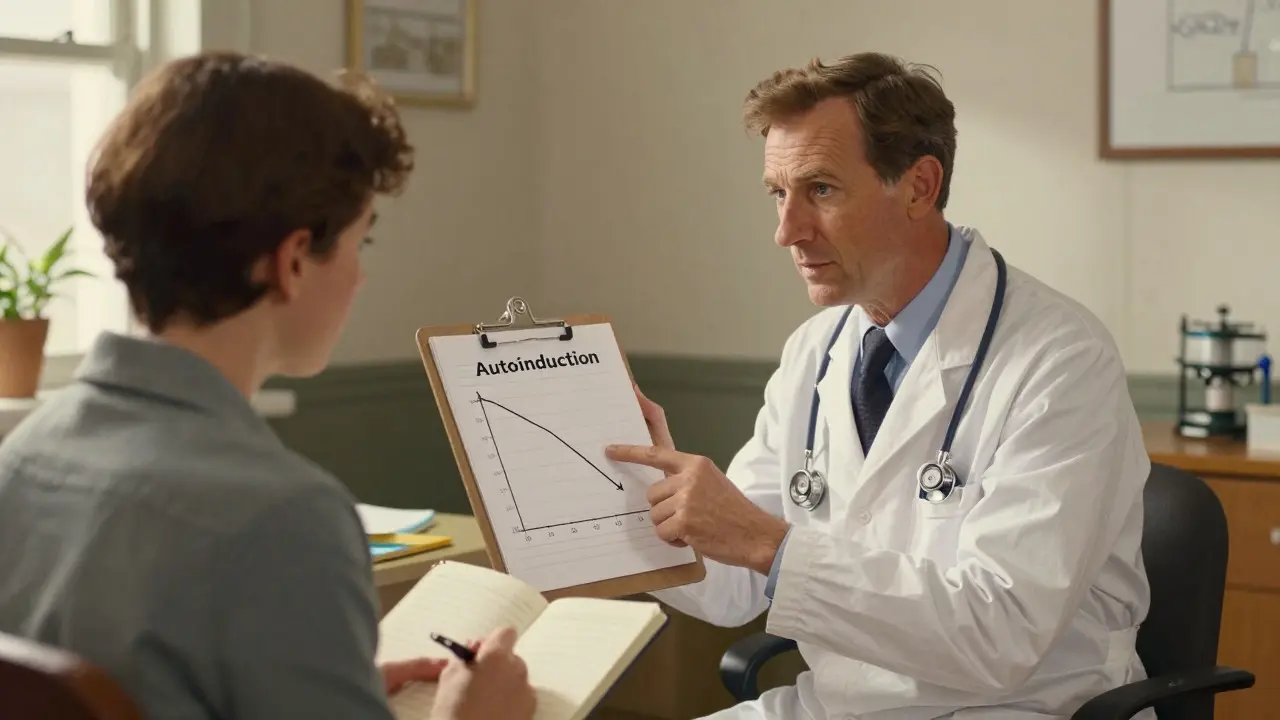 Doctor explaining drug level graphs to an attentive patient
